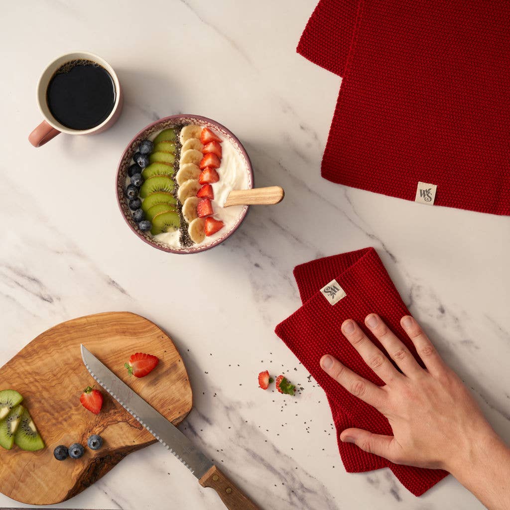 Dish Cloths - 100% Organic Cotton - Berry