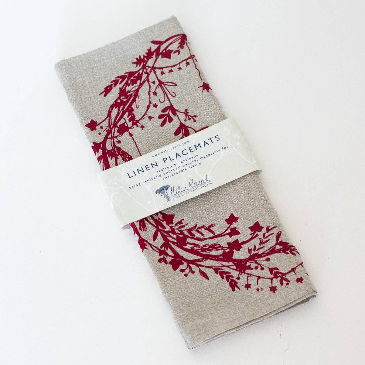 Christmas Placemats Pure Linen Set of Two - Raspberry Red