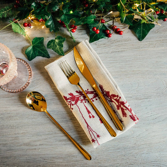 Christmas Napkins Pure Linen Set of Two - Sage Green