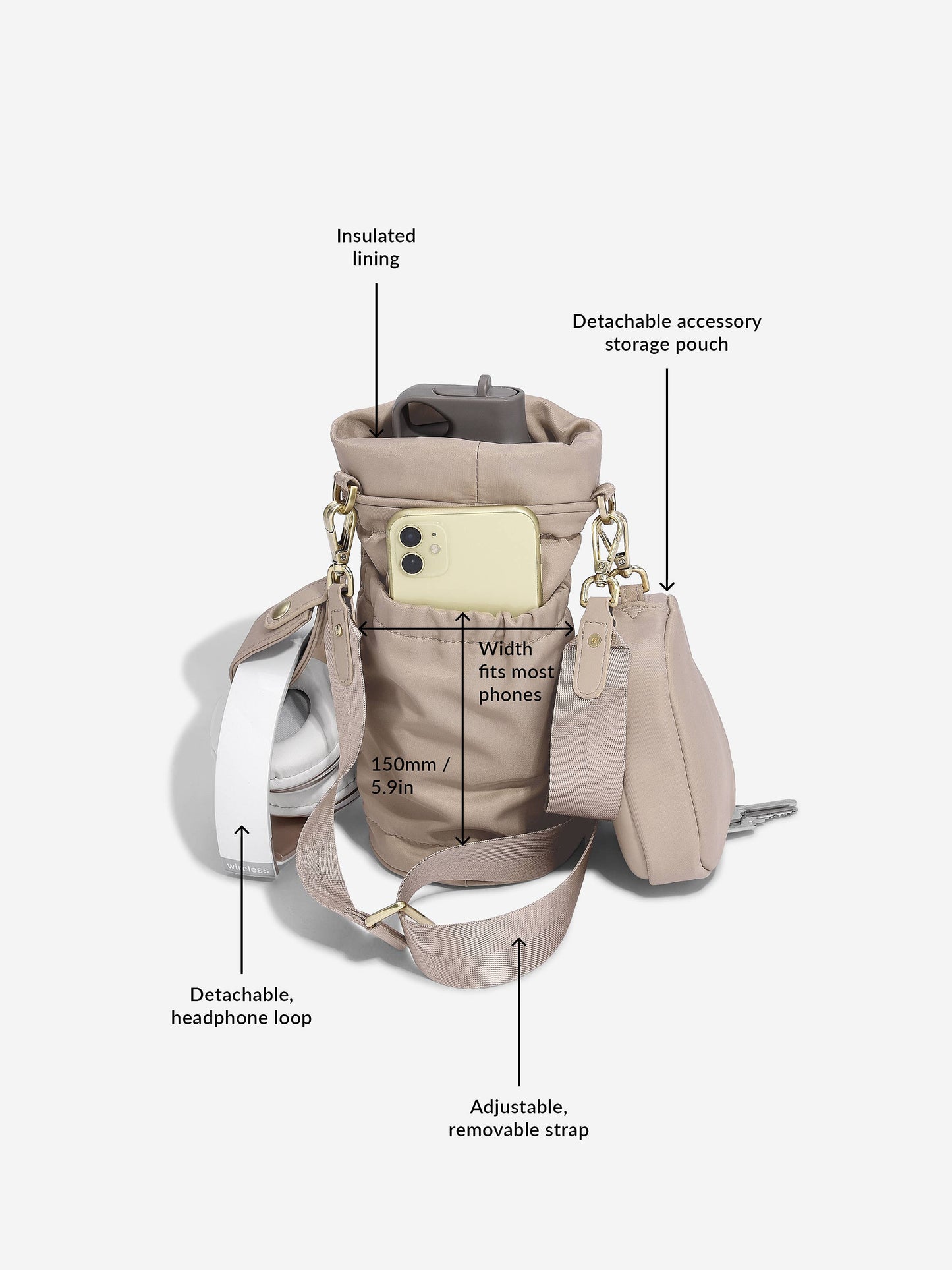 Mushroom Recycled Nylon Bottle Bag