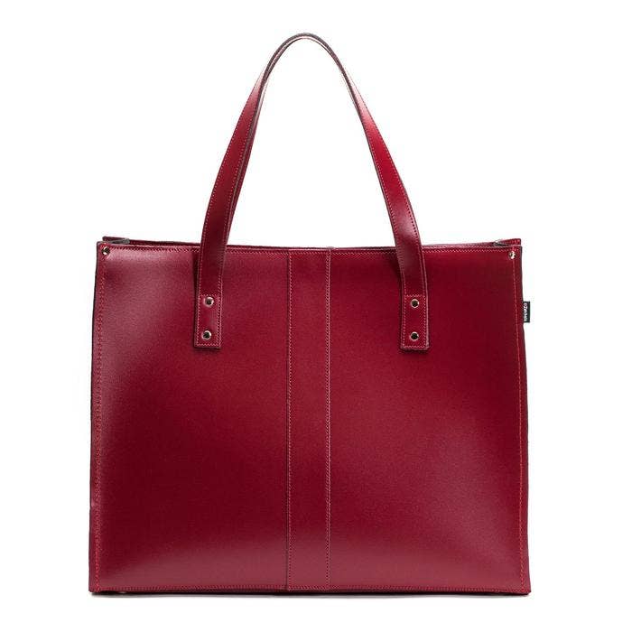 Handmade Oxblood Leather Shopper Tote Bag