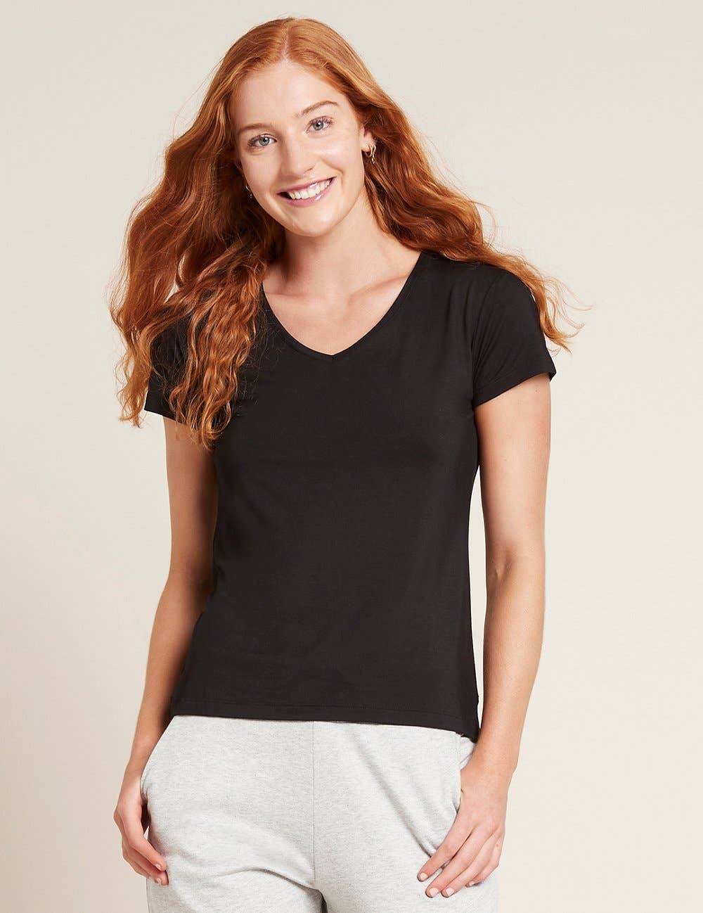 V-Neck Bamboo T-Shirt in Black