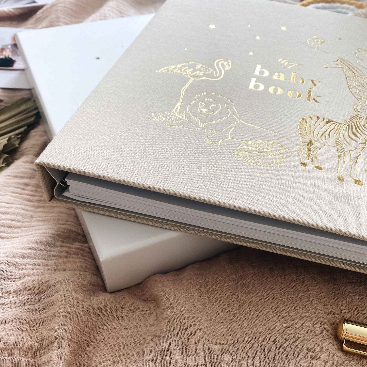 My Baby Book (Safari) luxury keepsake memory book + box