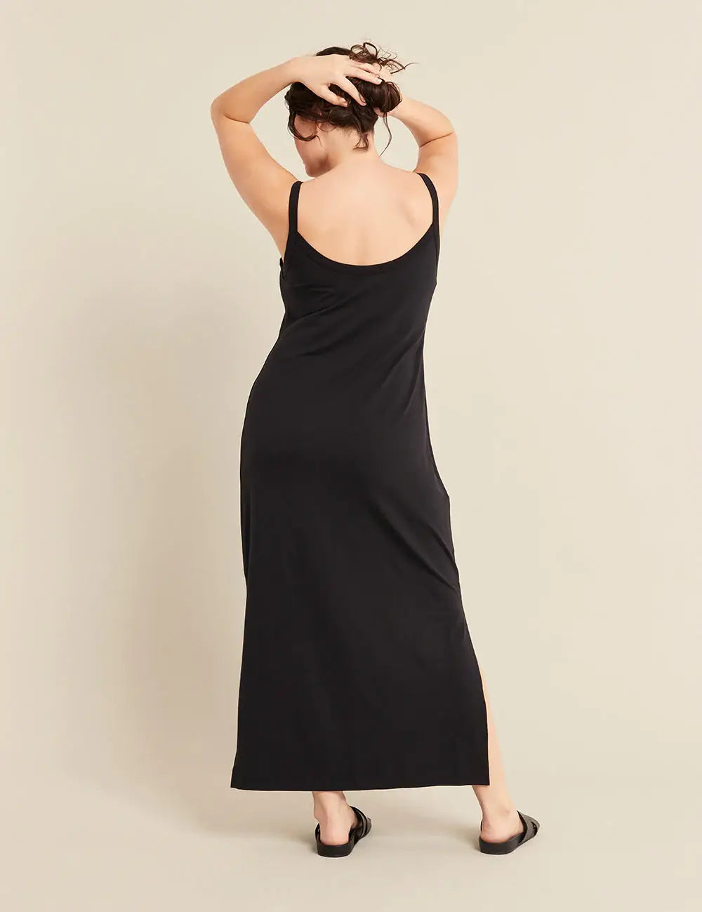Women's V-Neck Slip Dress: Black