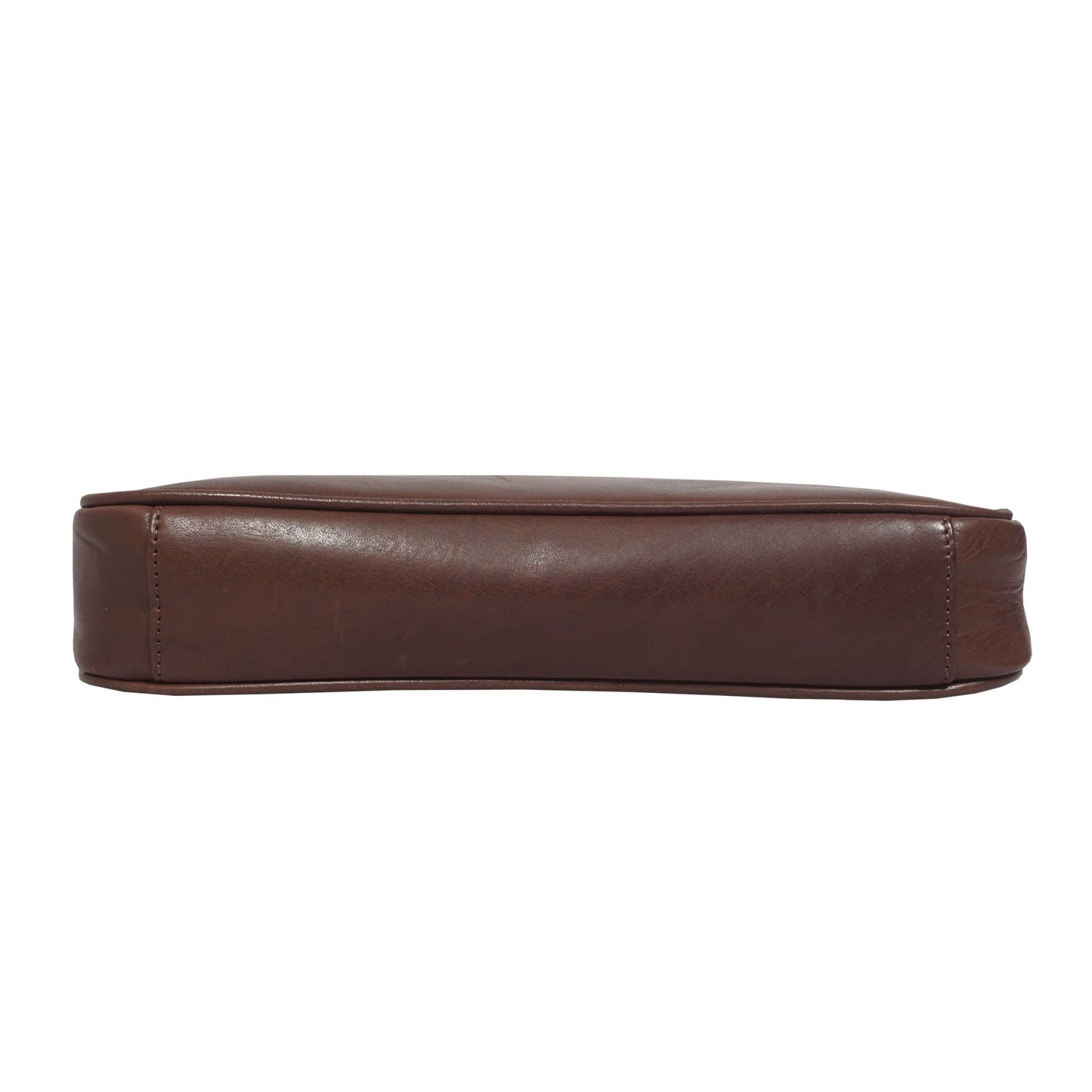 'ZARA' Brown Smooth Real Leather Baguette Shoulder Bag