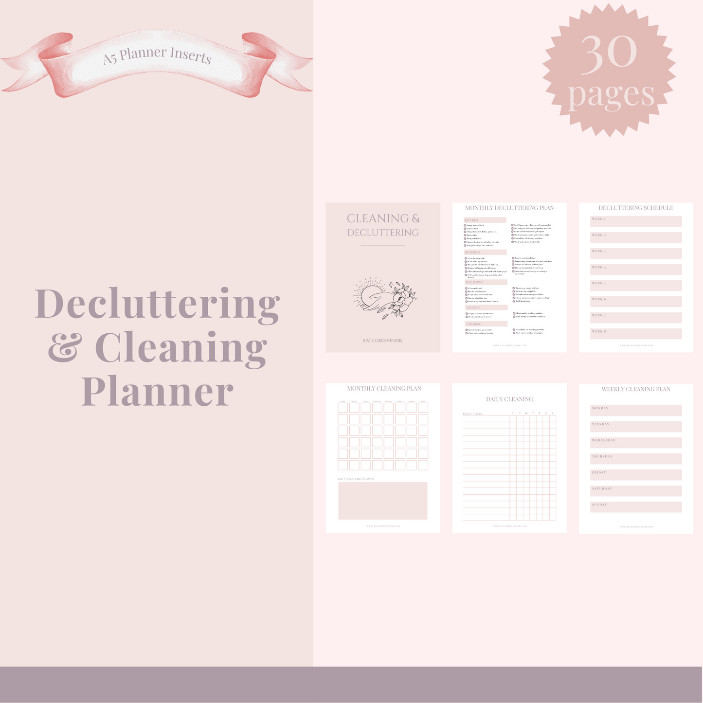 Decluttering & Cleaning Planner Insert