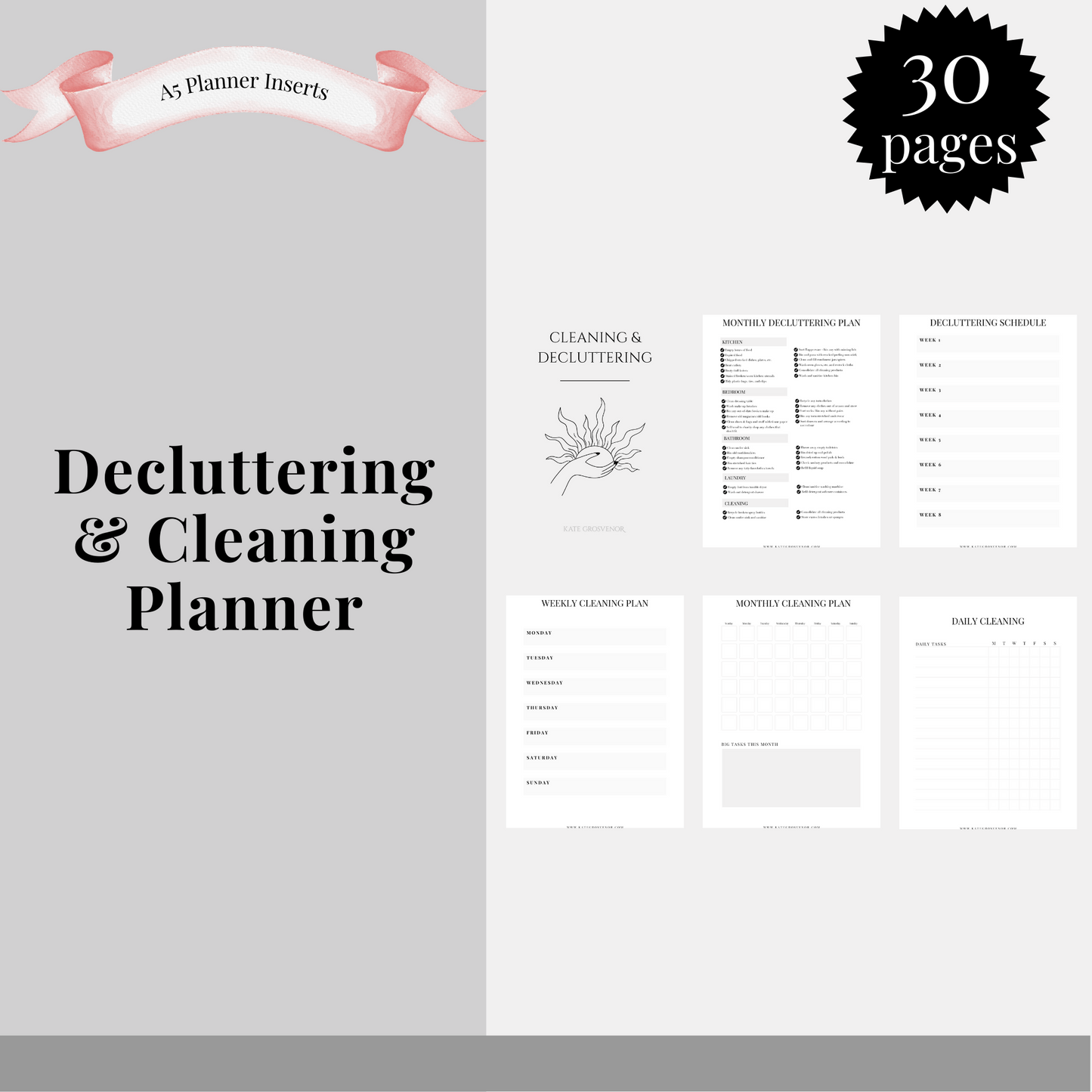 Decluttering & Cleaning Planner Insert