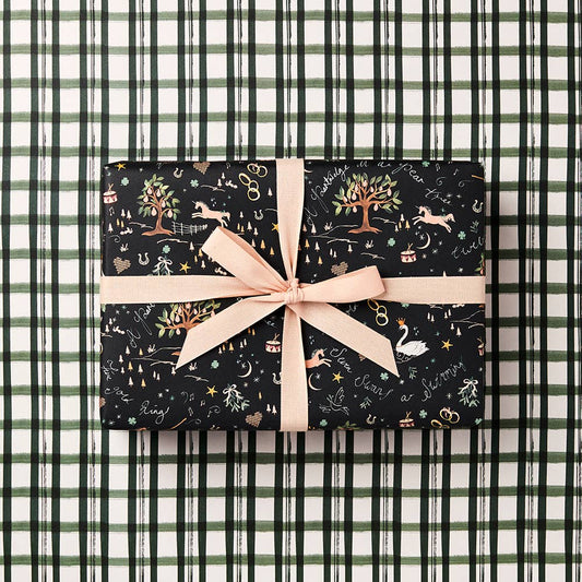 L&L 12 Days Teal & Green Check Wrapping Paper