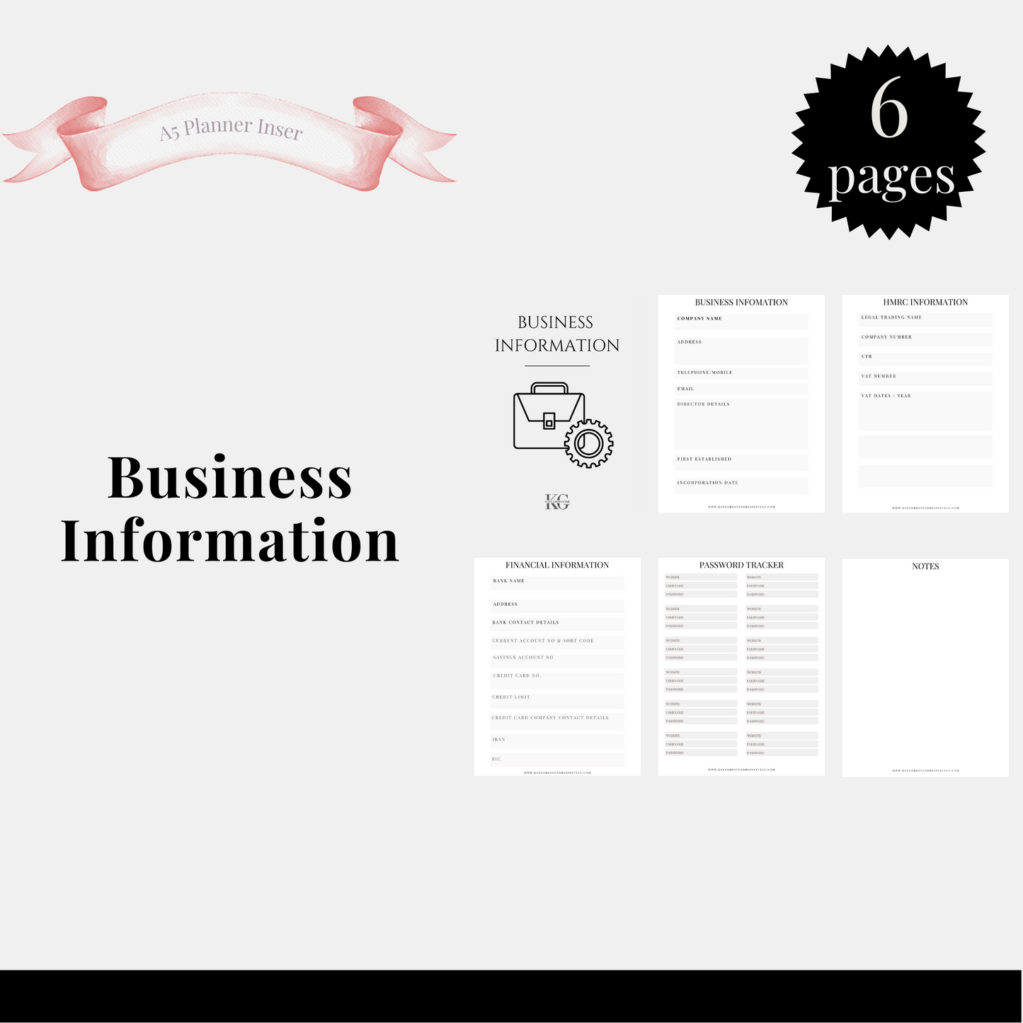 Business Information Planner Insert