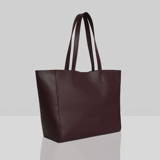 'ABINGDON' Burgundy Real Leather unlined Designer Tote Bag