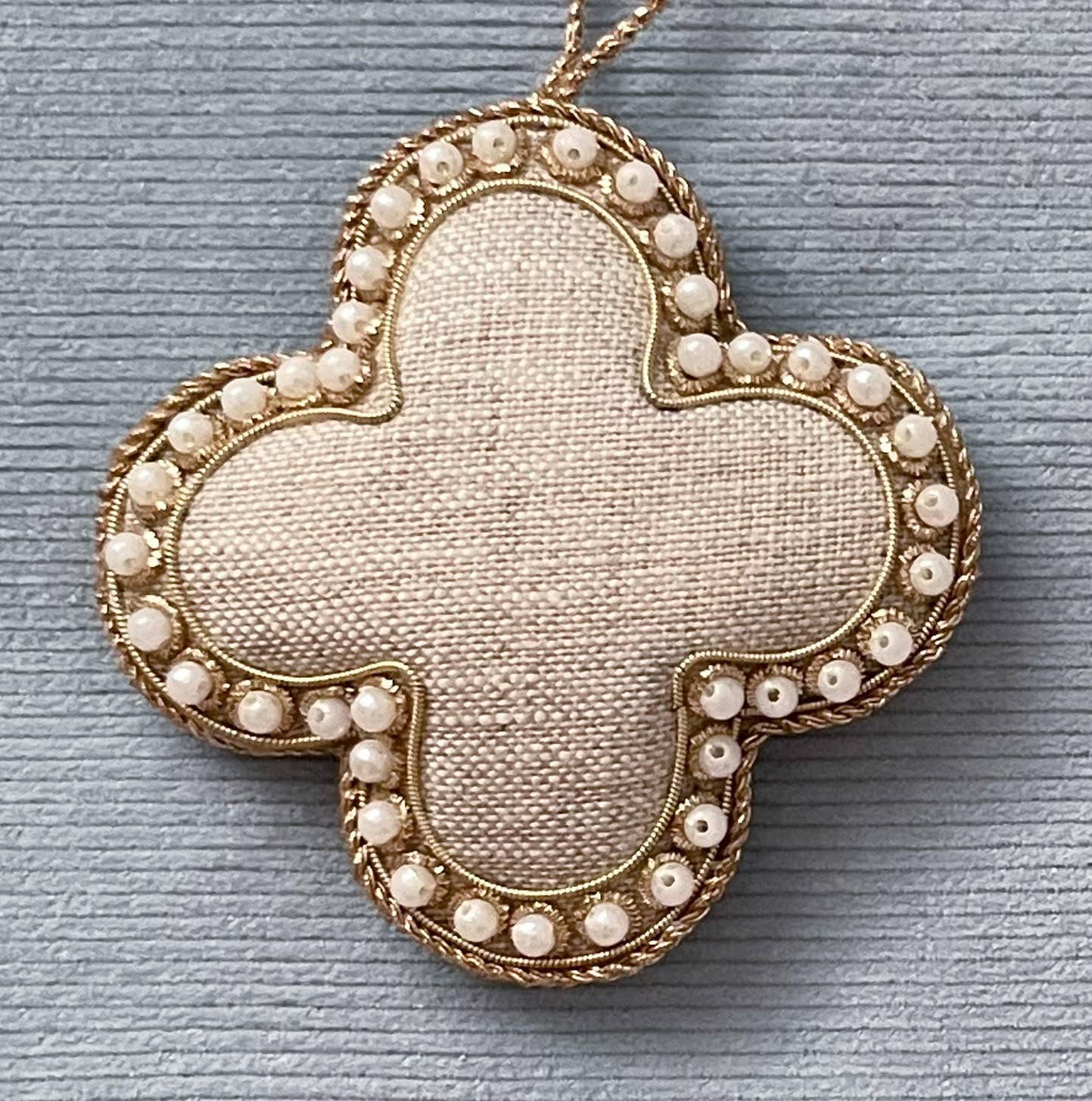 Handmade Quatrefoil Holiday Decoration in Irish Linen