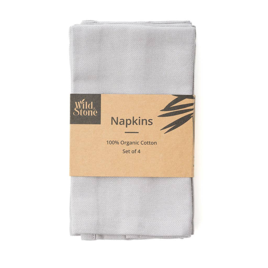 Dove Grey Organic Cotton Napkins - Set of 4