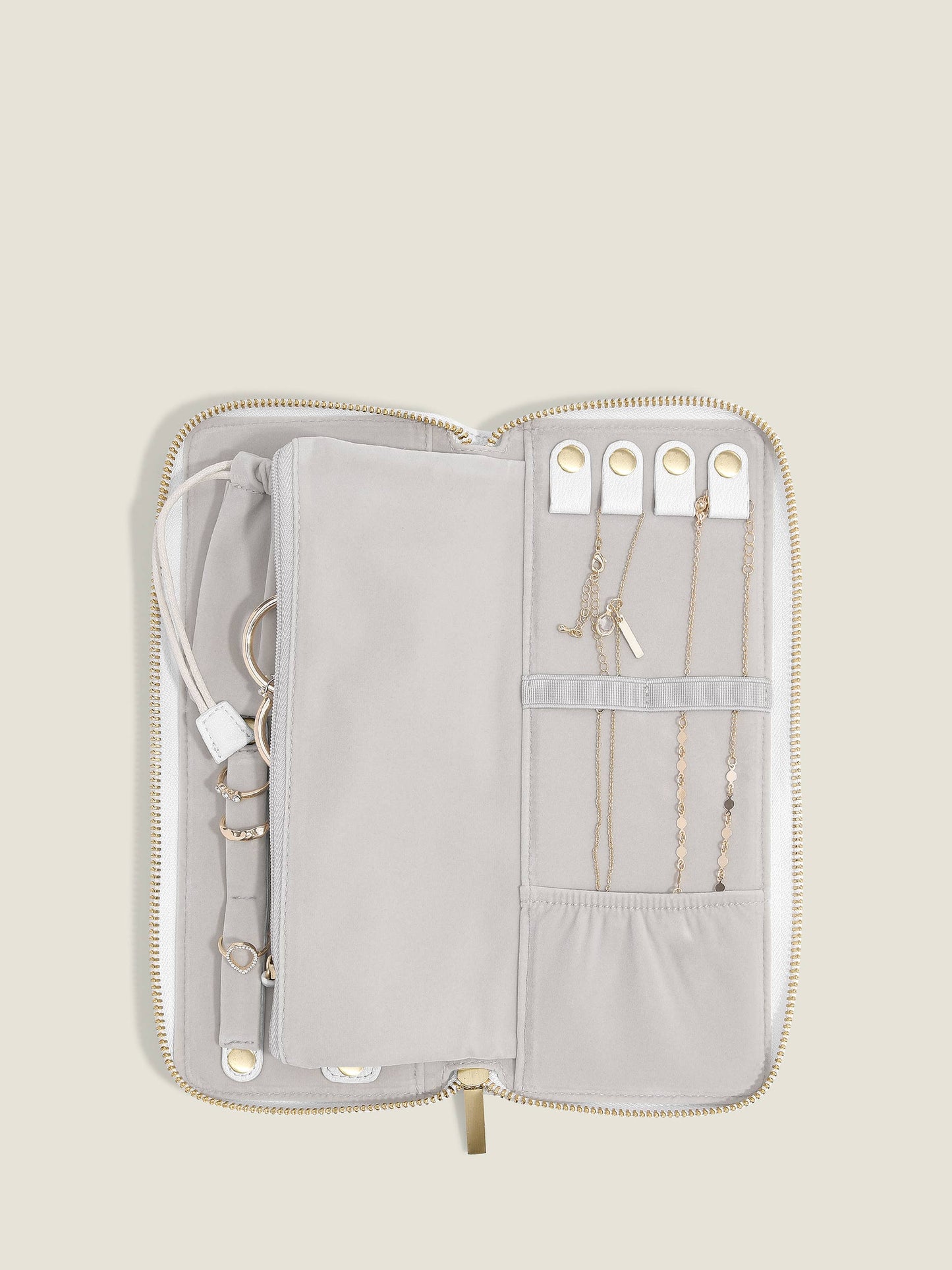 Pebble White Jewellery Roll