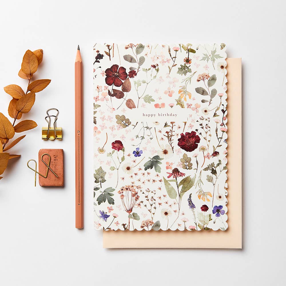 L&L Pressed Floral Card Greeting Card (happy birthday)