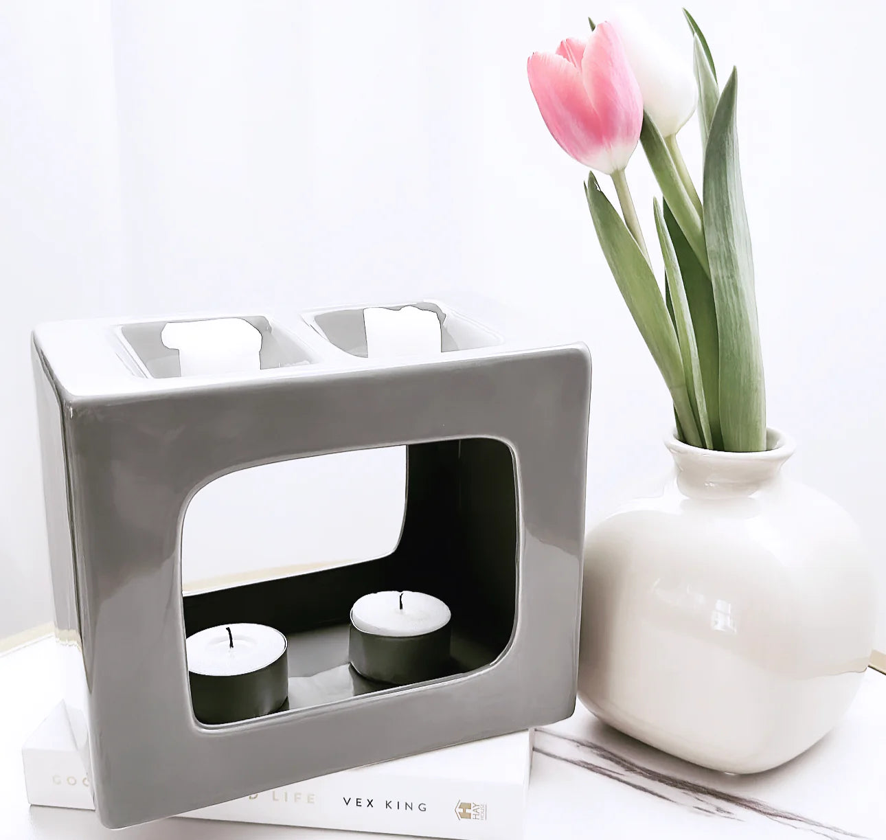 Talin Deluxe Ceramic Wax Warmer/Burner in Grey
