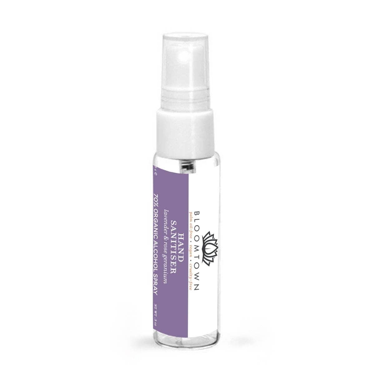 Bloomtown 70% Alcohol Organic Hand Sanitiser Spray - Lavender & Rose Geranium - Natural & Organic