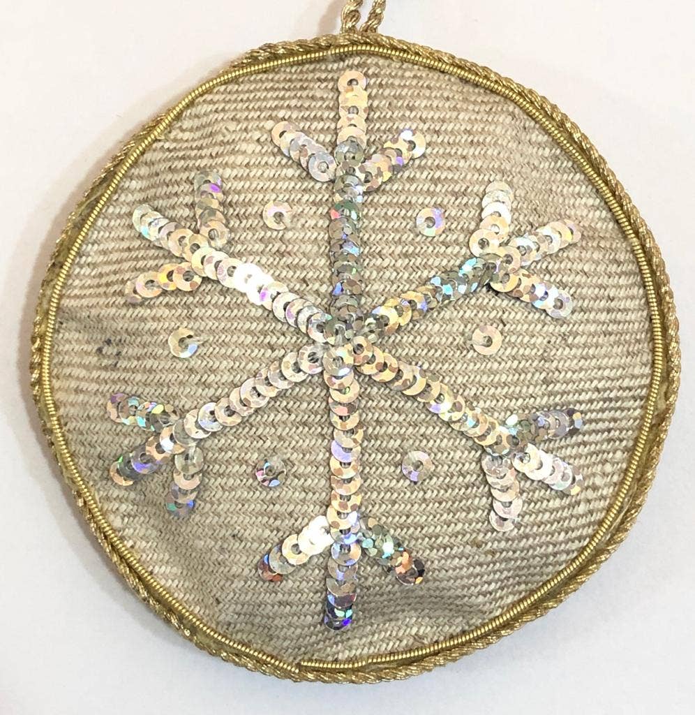 Handmade Snowflake Christmas Holiday Decoration Irish Linen: Natural Oatmeal