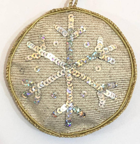 Handmade Snowflake Christmas Holiday Decoration Irish Linen: Natural Oatmeal