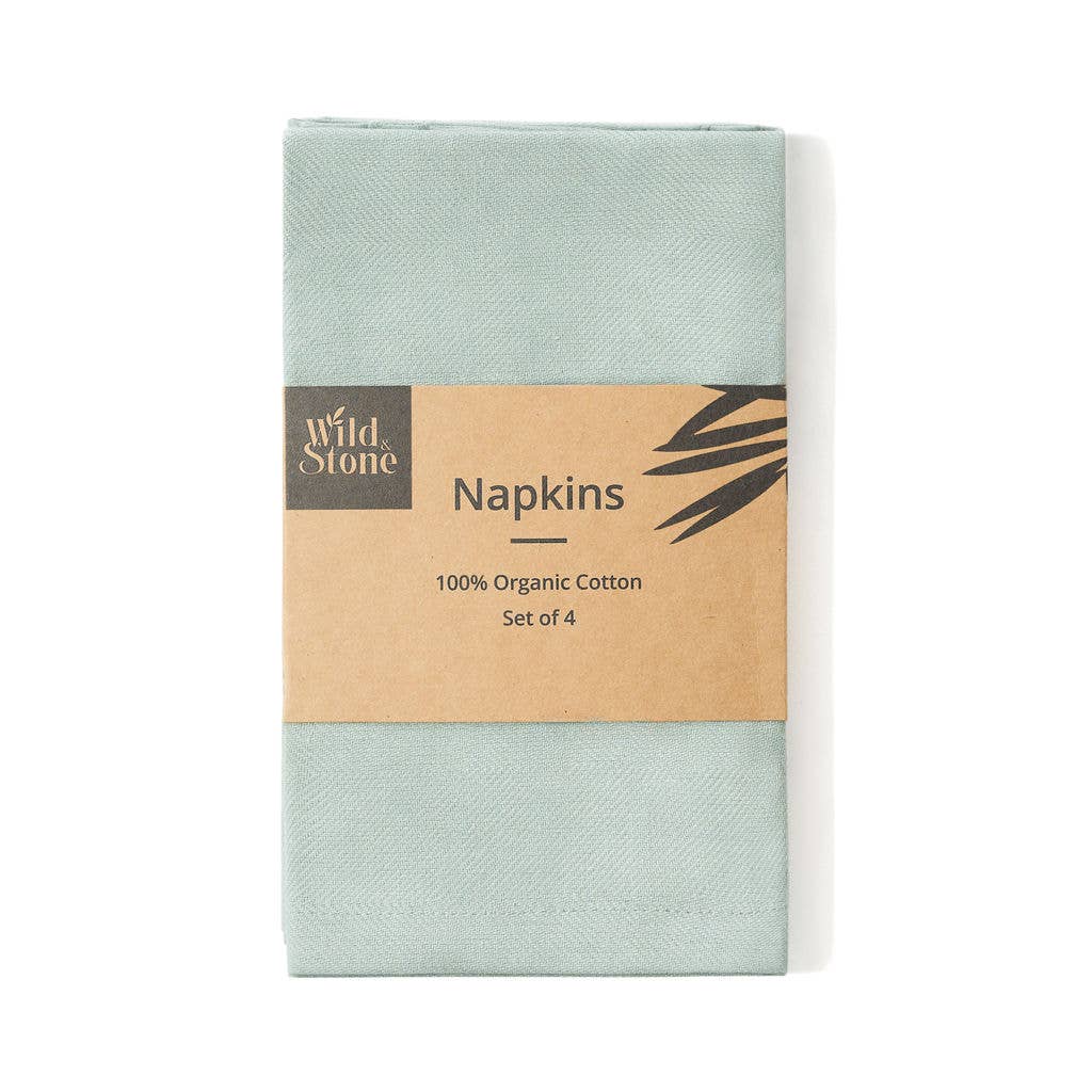 Moss Green Organic Cotton Napkins - Set of 4
