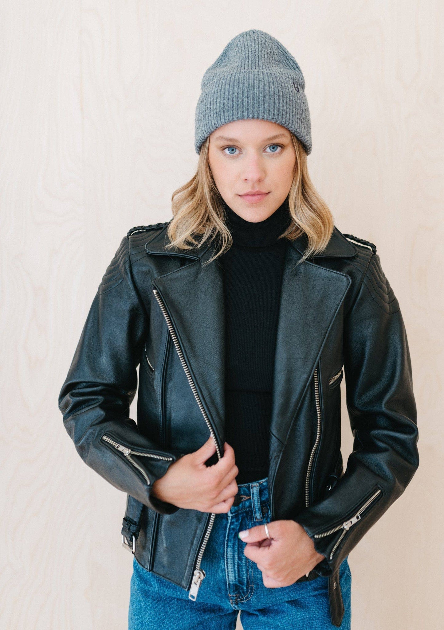 Cashmere & Merino Beanie in Charcoal Melange