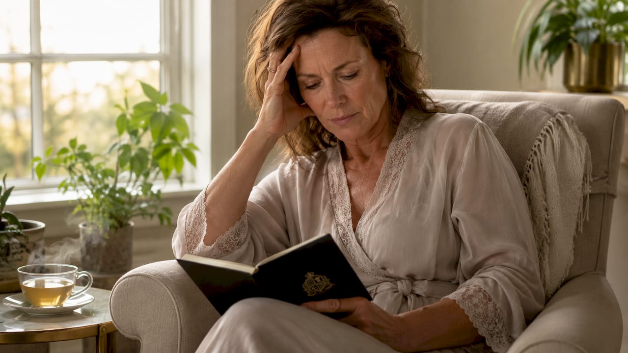 Woman sitting on bed tired from sleeplessness