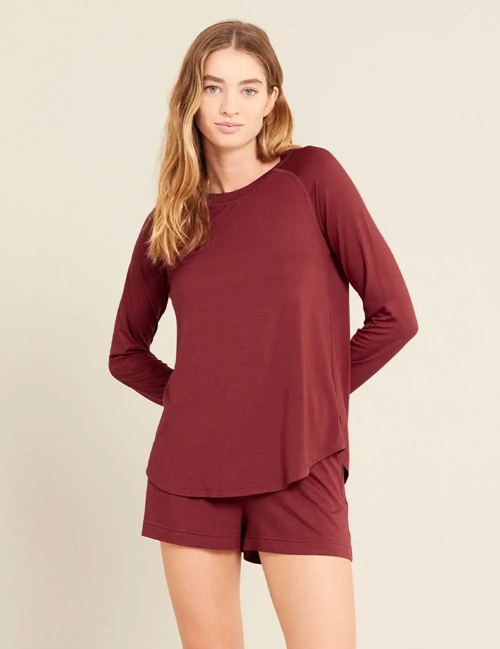 Goodnight Raglan Sleep Top in Ruby