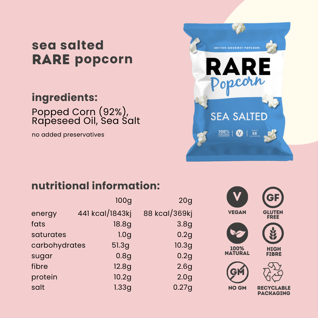 RARE Sea Salted Popcorn (Vegan, Natural)