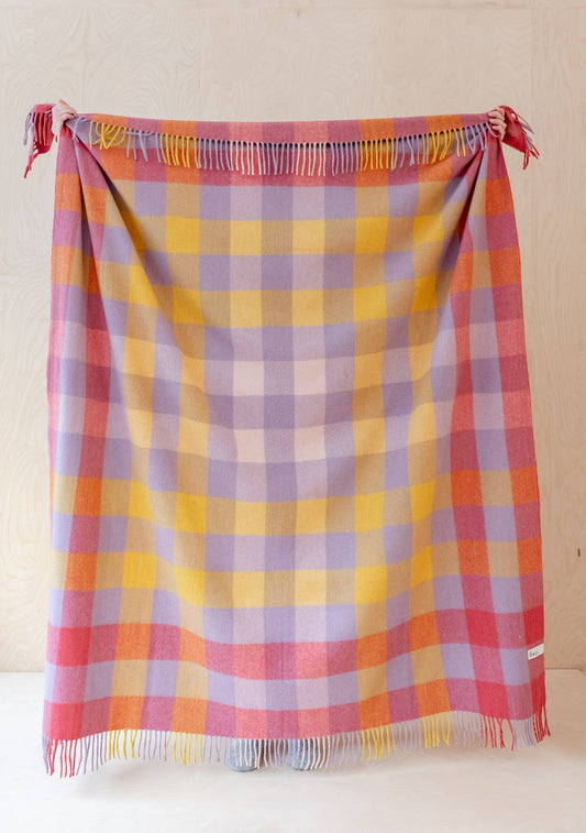 NEW! Recycled Wool Blanket in Lilac Gradient Gingham