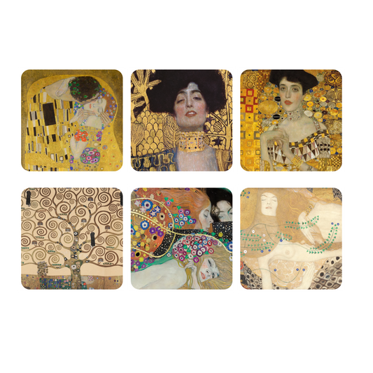 Coasters, set of 6, Masterpieces by Gustav Klimt