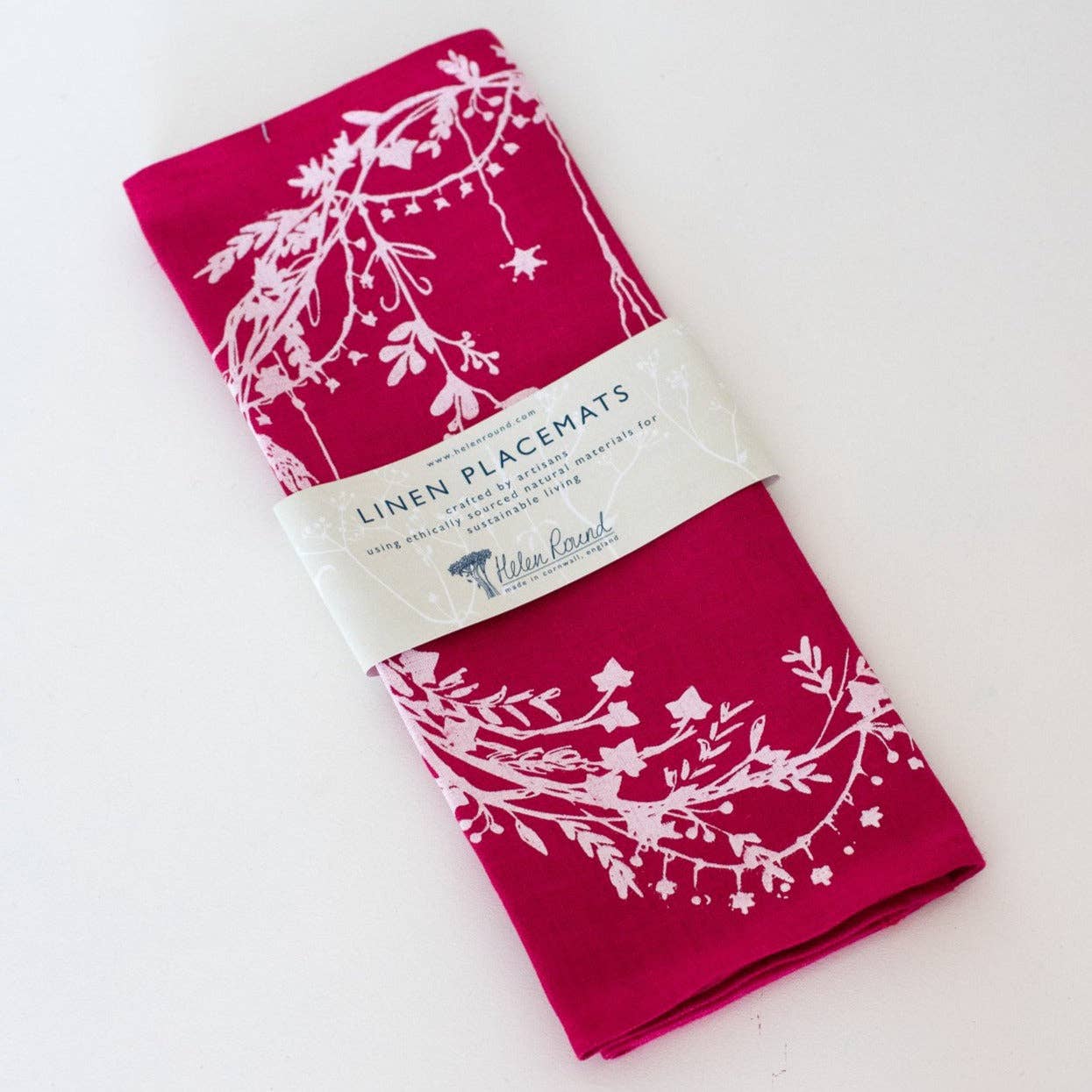 Christmas Placemats Pure Linen Set of Two - Raspberry Red
