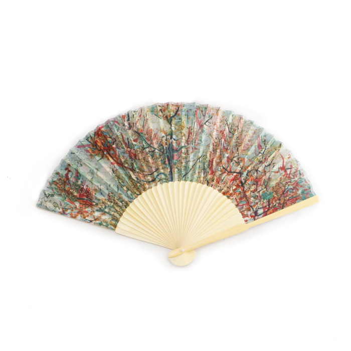 Pink Peach Blossom, Van Gogh Bamboo Hand Fan