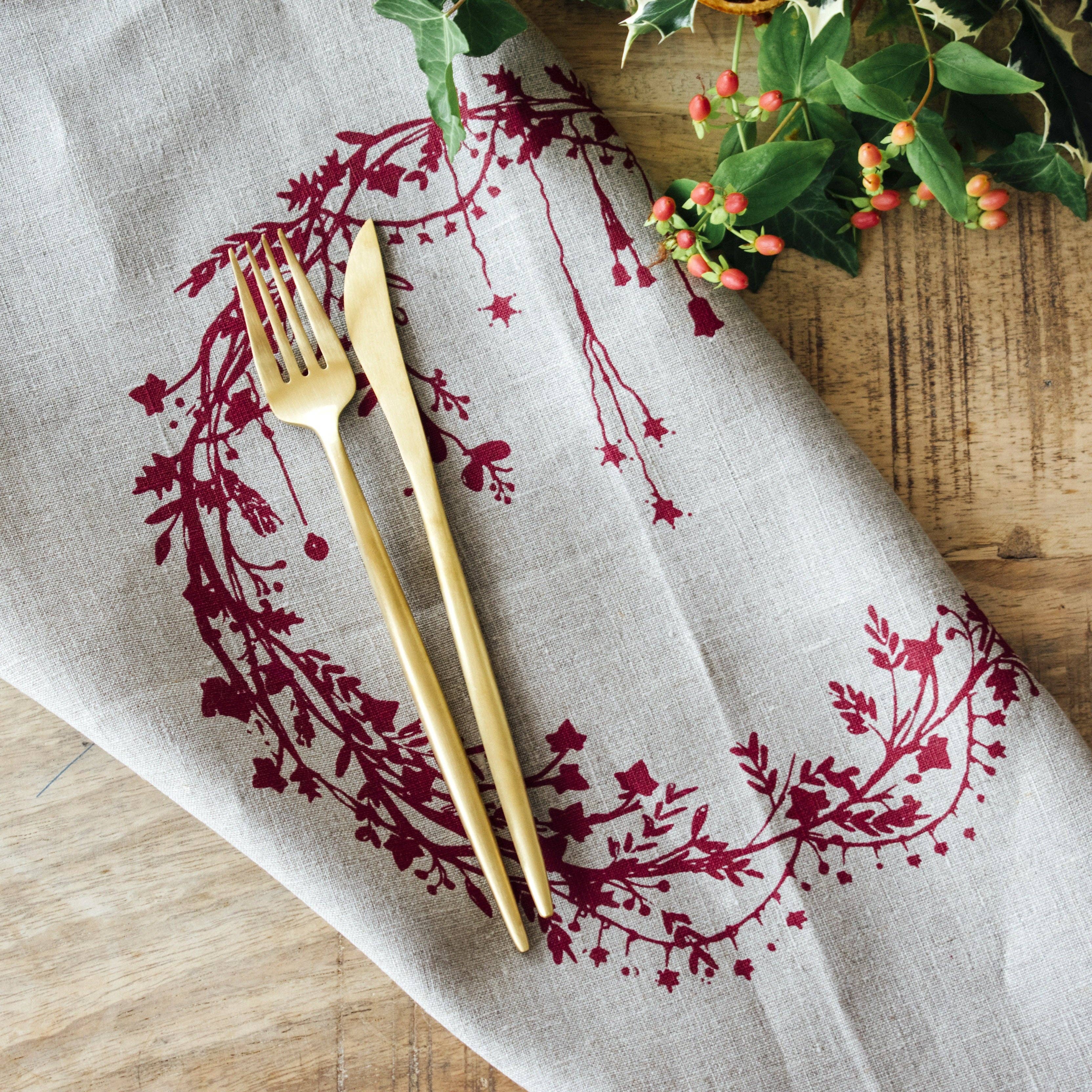 Christmas Napkins Pure Linen Set of Two - Natural