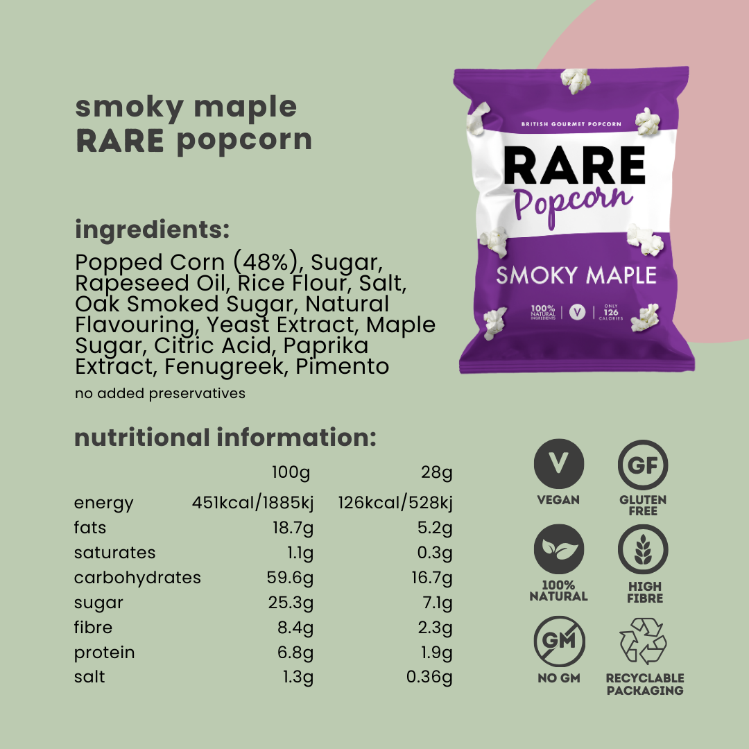 RARE Smoky Maple Popcorn (Vegan, Natural)
