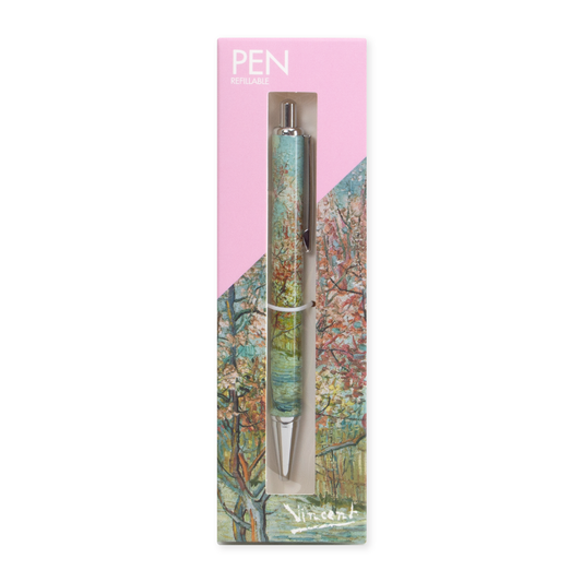 Ballpen in box, refillable, Van Gogh, Peach Blossom