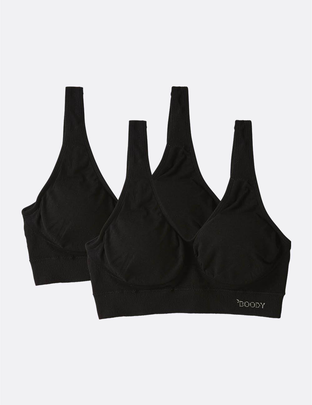 2-Pack  Boody Organic Bamboo Padded Shaper Bra - Black