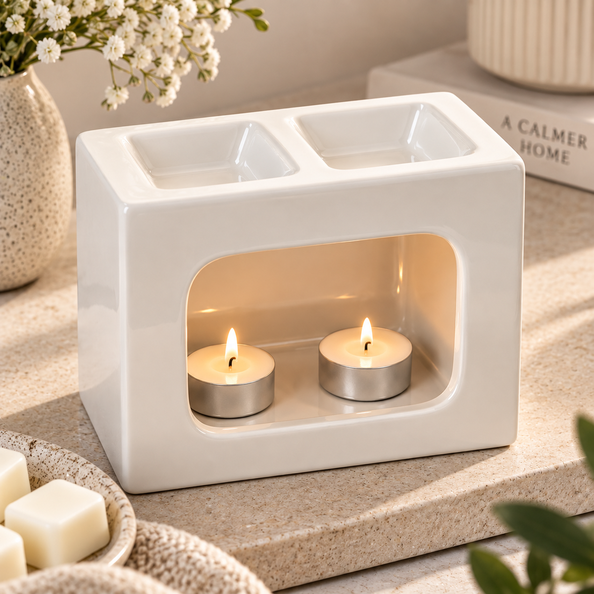 Talin Deluxe Ceramic Wax Warmer/Burner in White
