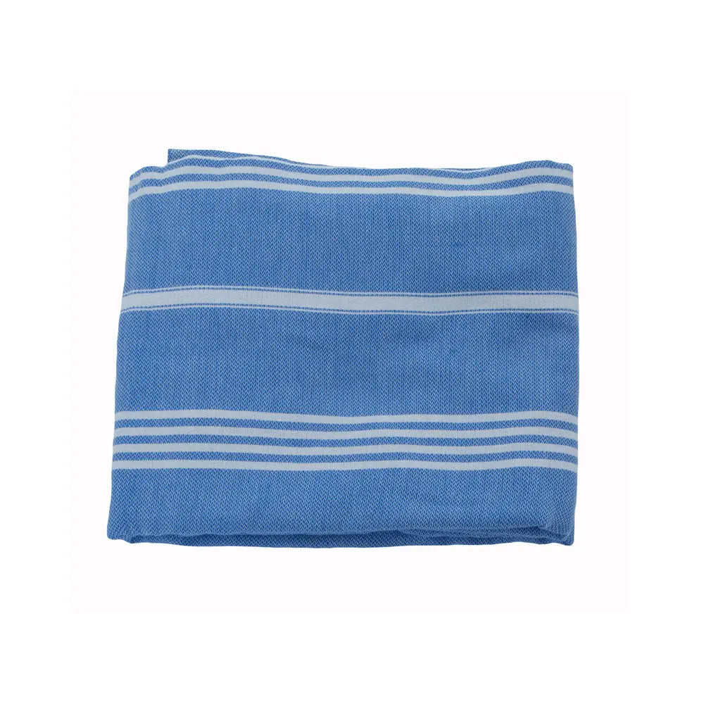 Santorini 100% Cotton Lightweight Hammam Beach Towel in Greek Blue
