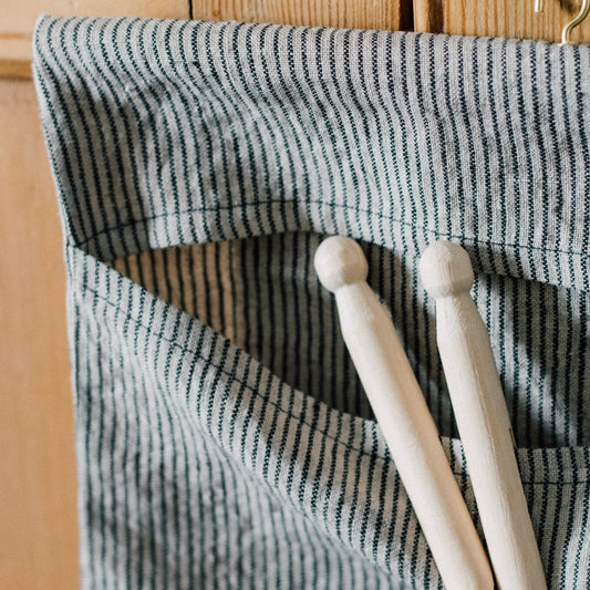 Peg Bag in Striped Linen With Dark Blue and Natural Stripes
