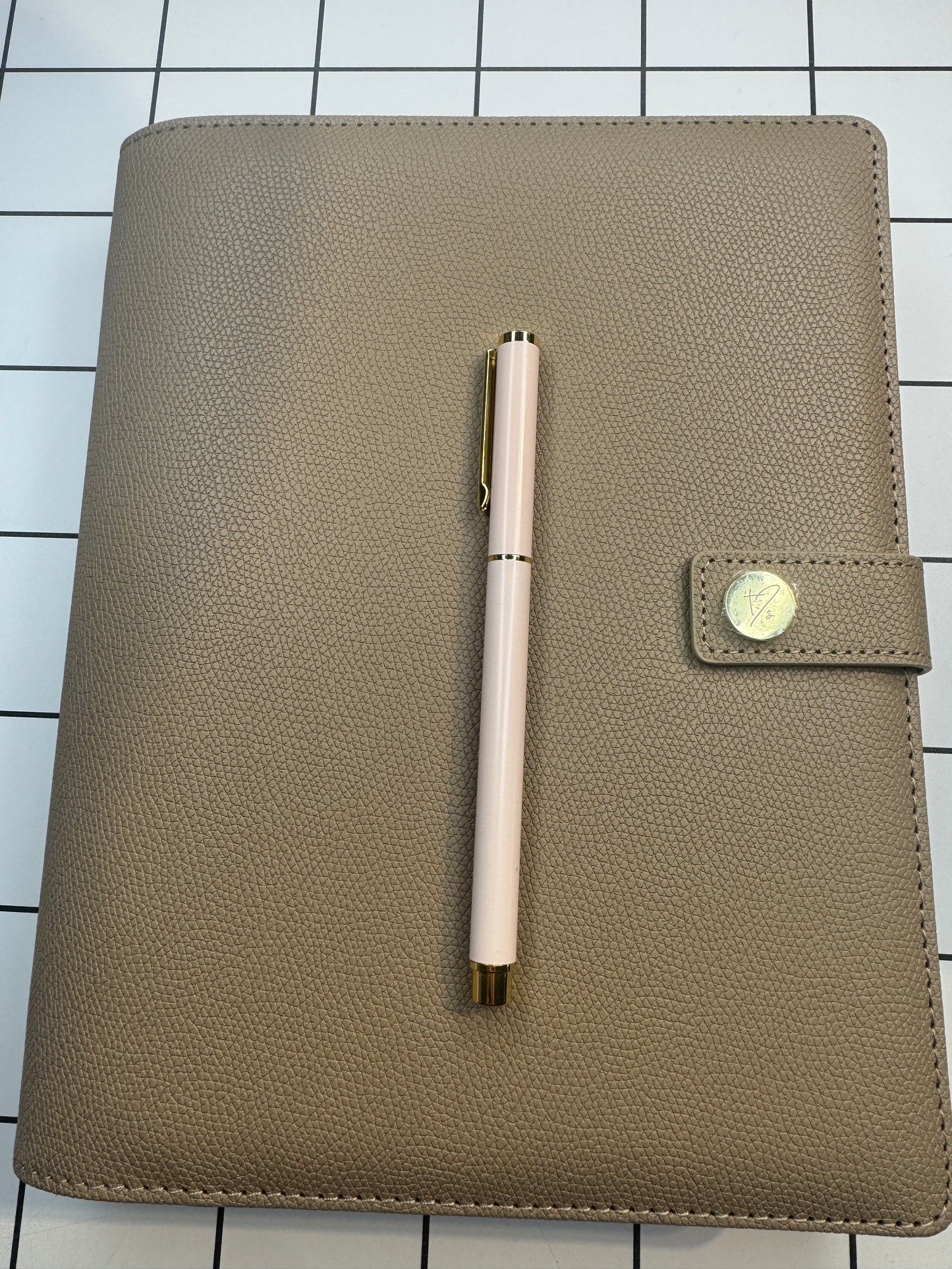 Luxury Ring Binder Planner & Pen Bundle: Taupe