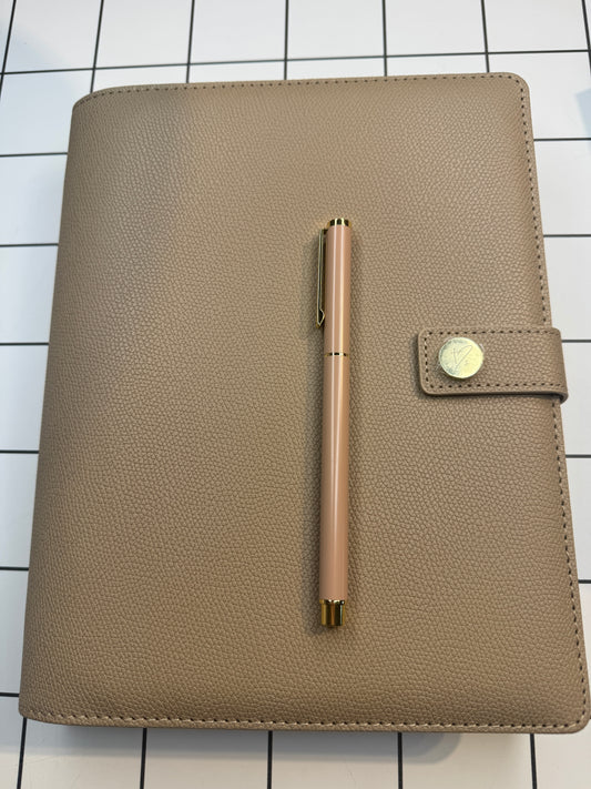 Luxury Ring Binder Planner & Pen Bundle: Taupe