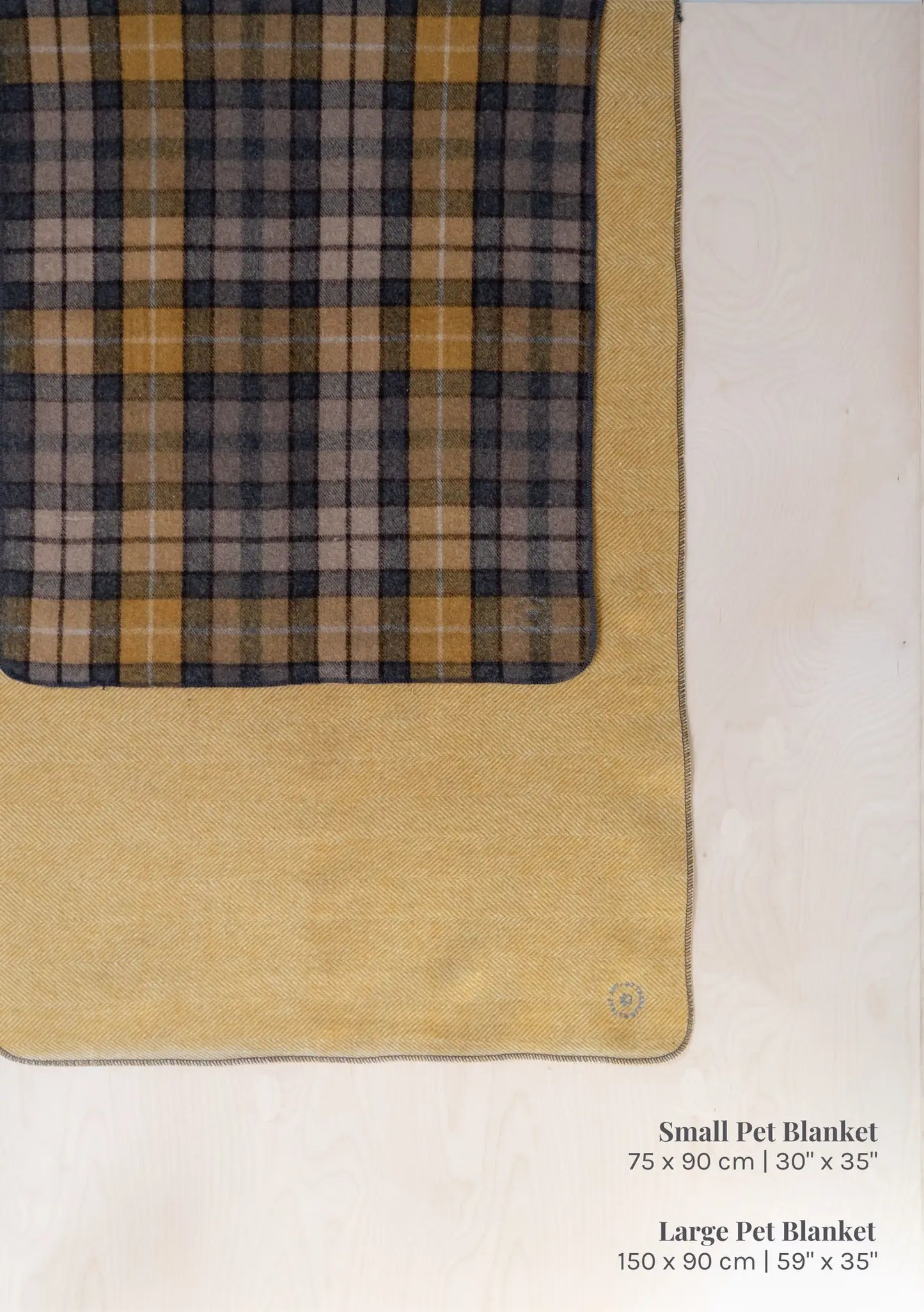 Recycled Wool Small Pet Blanket in Mustard Herringbone