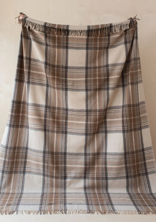Recycled Wool Extra Large Blanket in Stewart Natural Dress Tartan