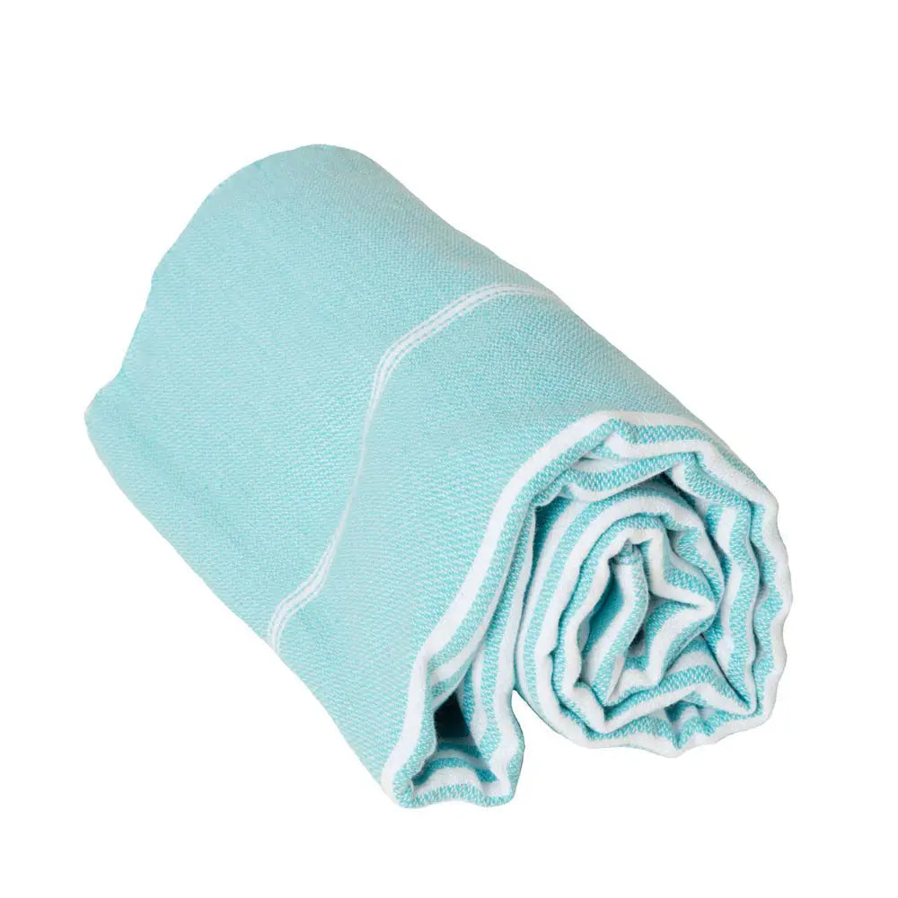 Santorini 100% Cotton Lightweight Hammam Beach Towel - Turquoise