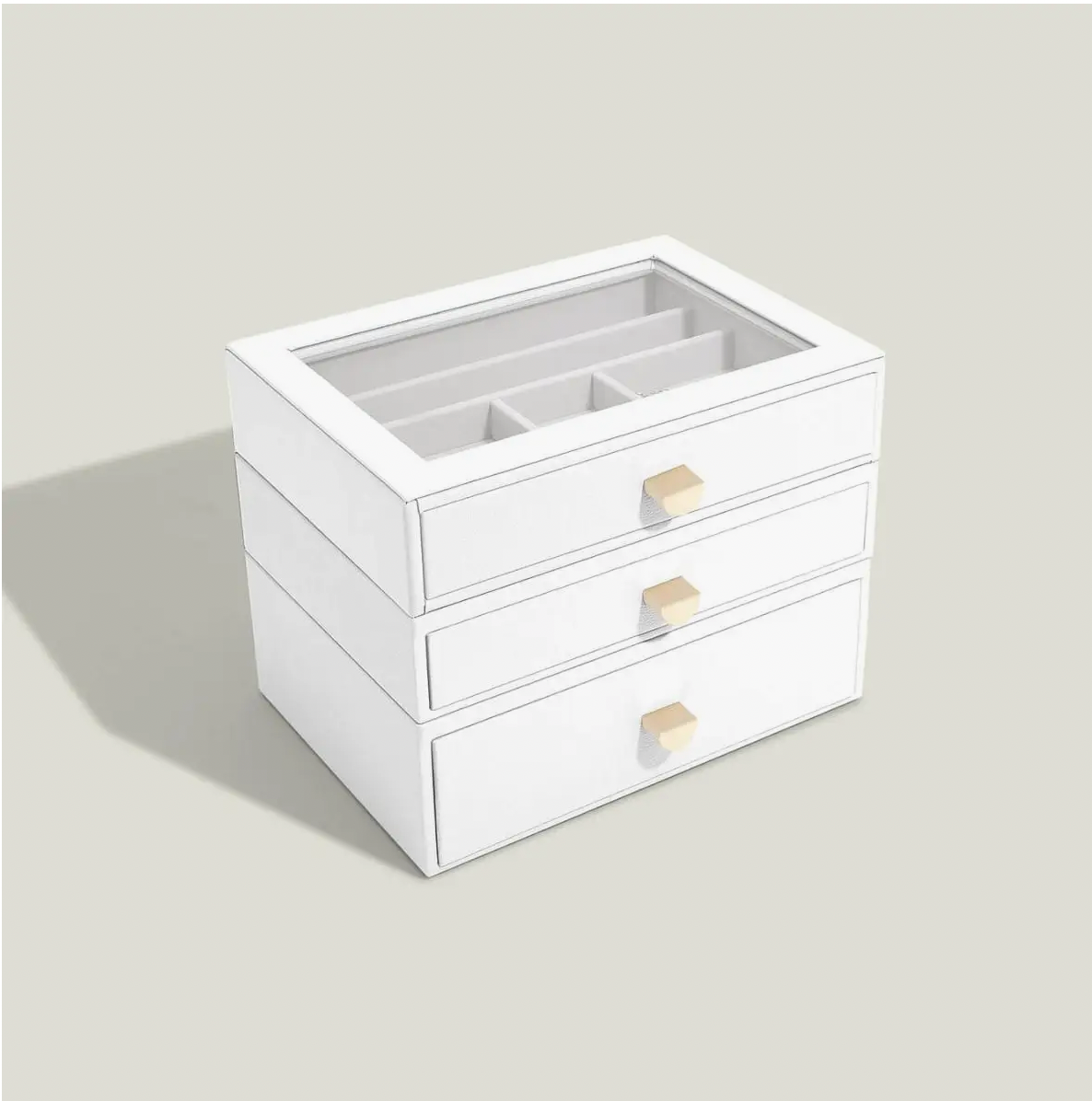 Pebble White Classic Jewellery Box set of 3 (with drawers)