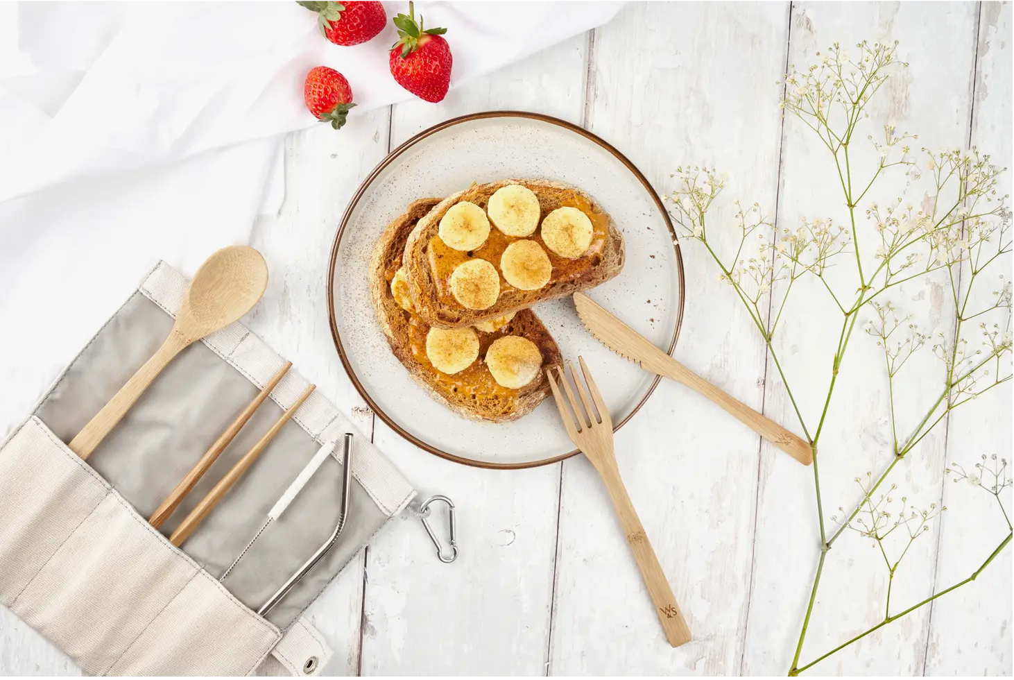 Reusable Bamboo Picnic Cutlery Set - 8 Piece