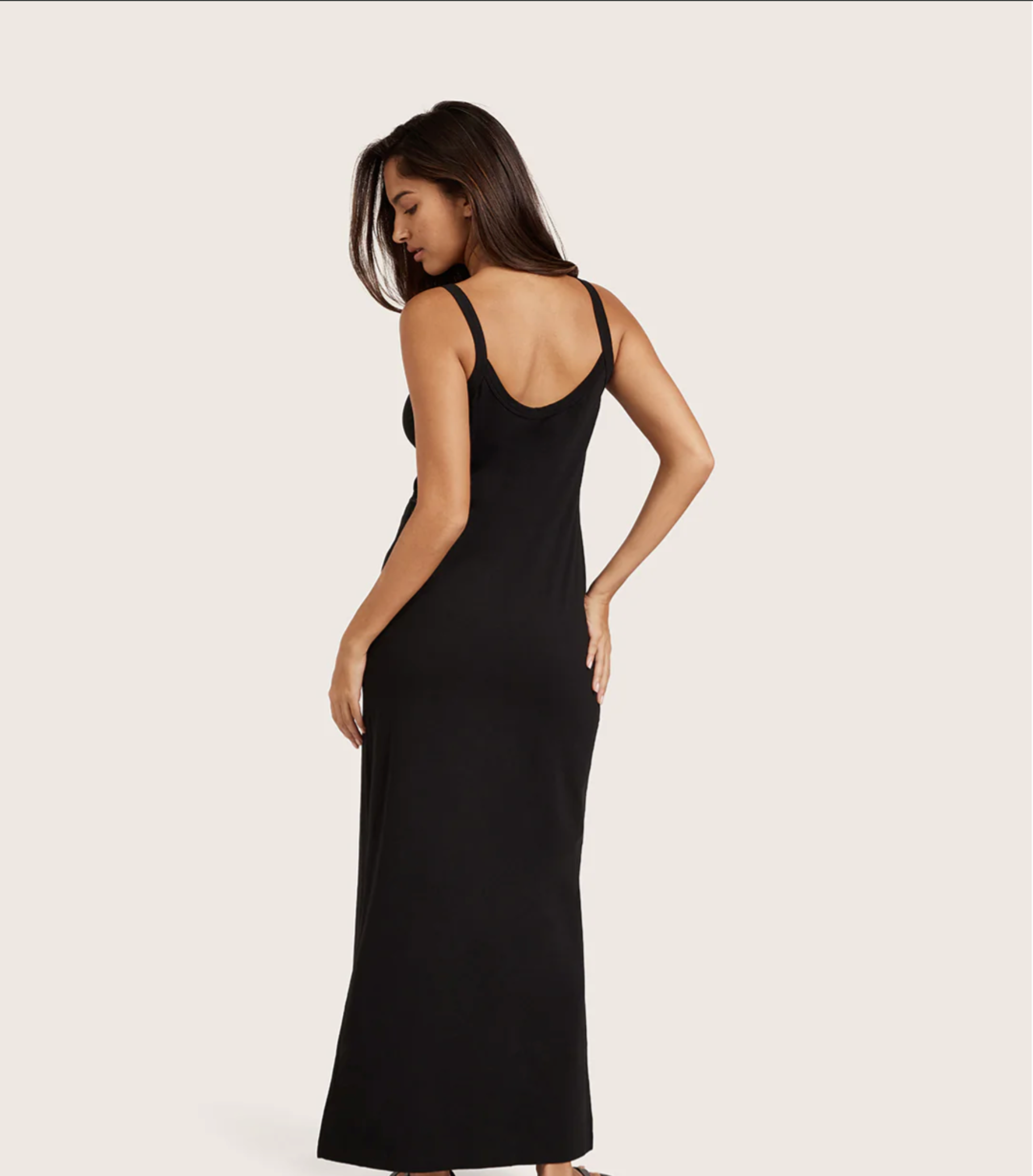 V-Neck Slip Dress Black