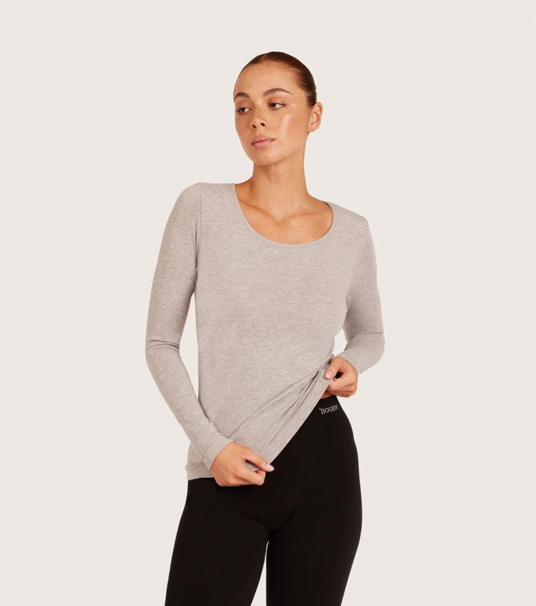 Long Sleeve Top Light Grey Marl