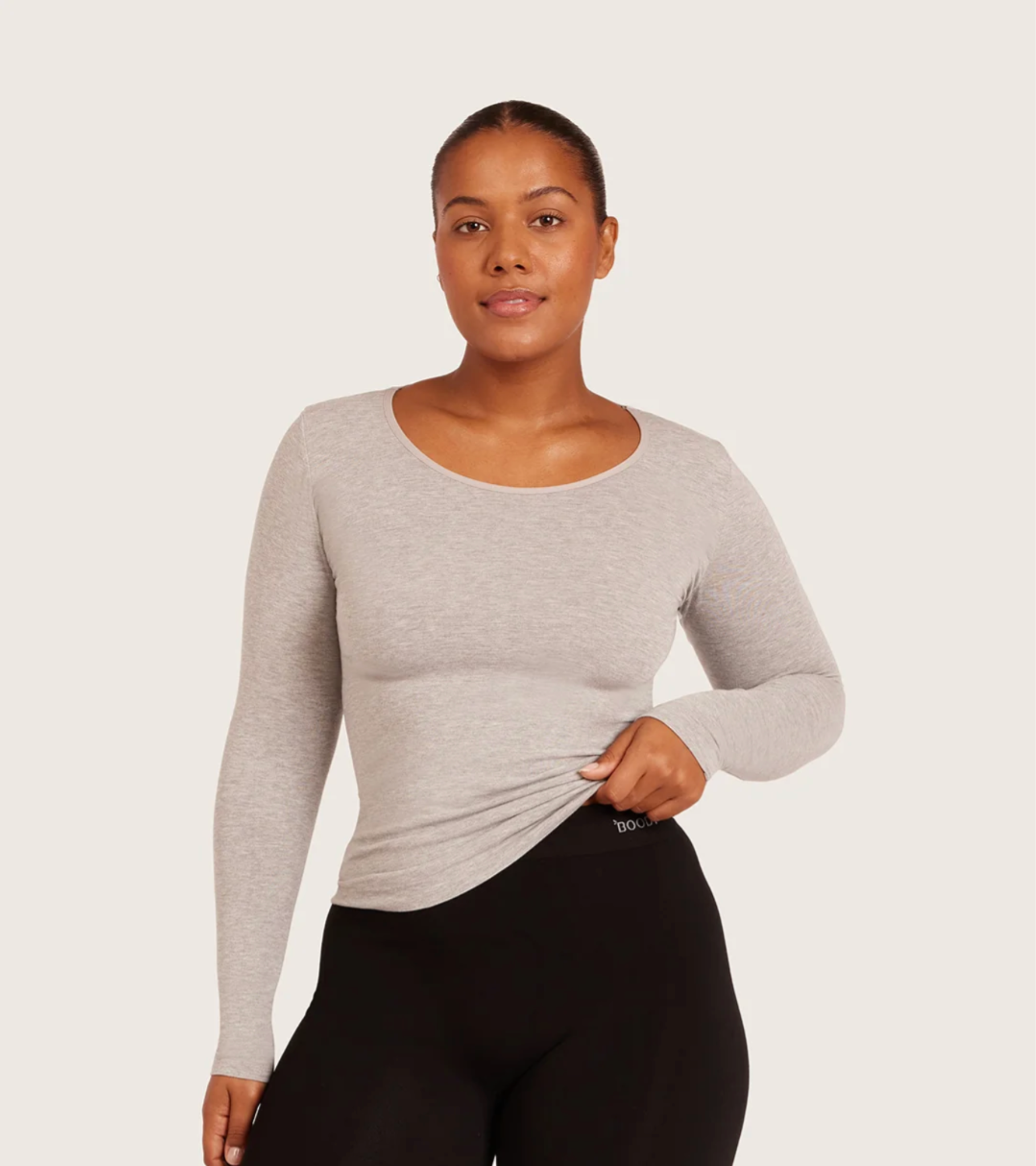 Long Sleeve Top Light Grey Marl