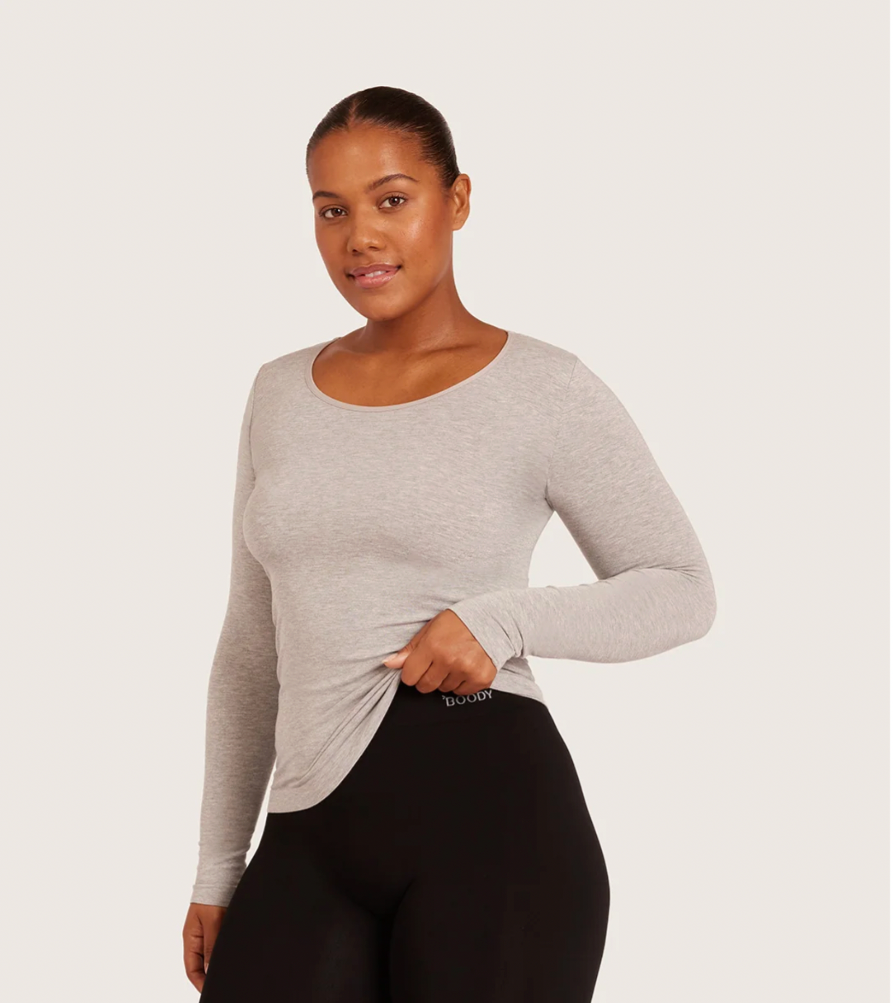 Long Sleeve Top Light Grey Marl