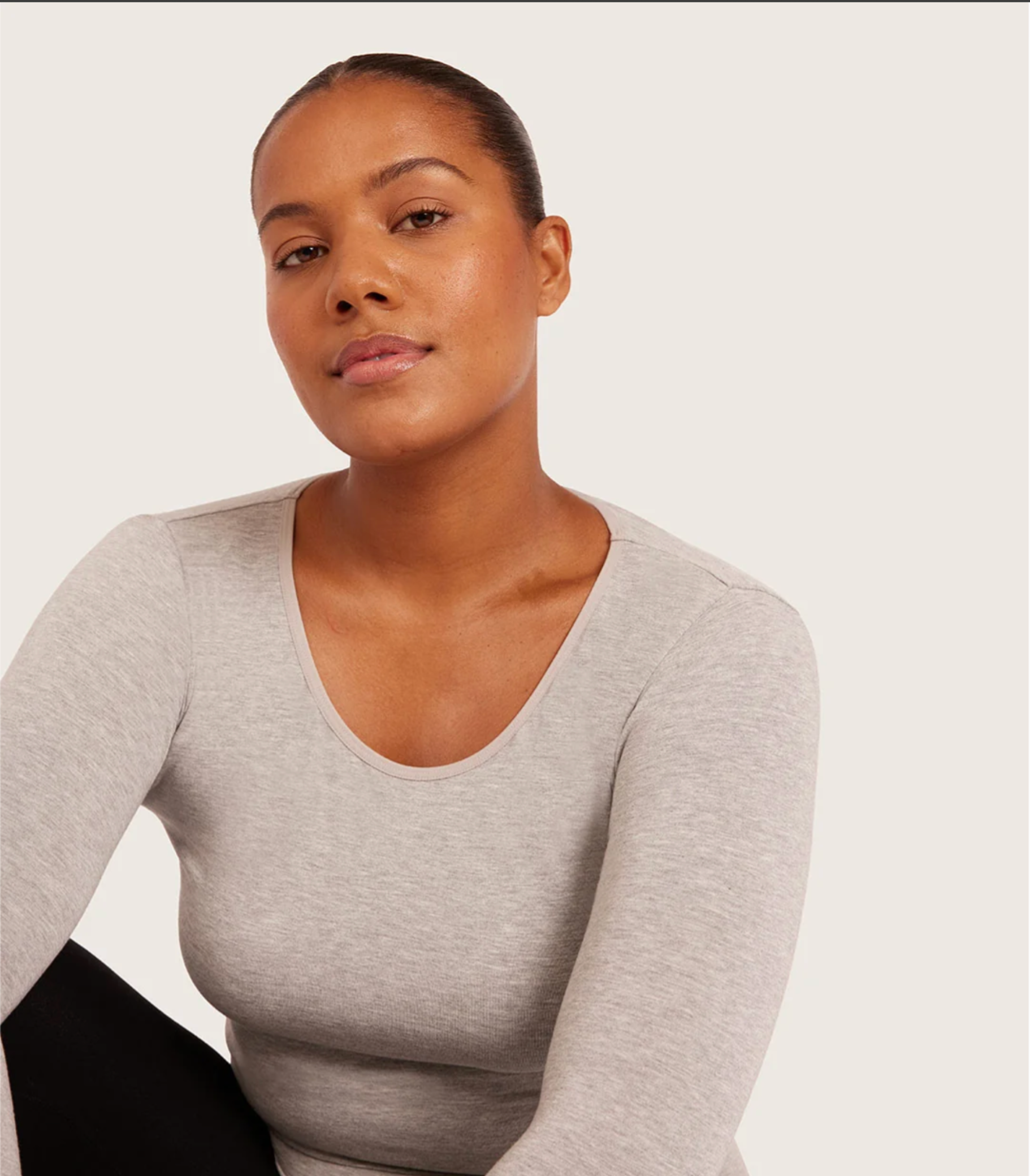 Long Sleeve Top Light Grey Marl